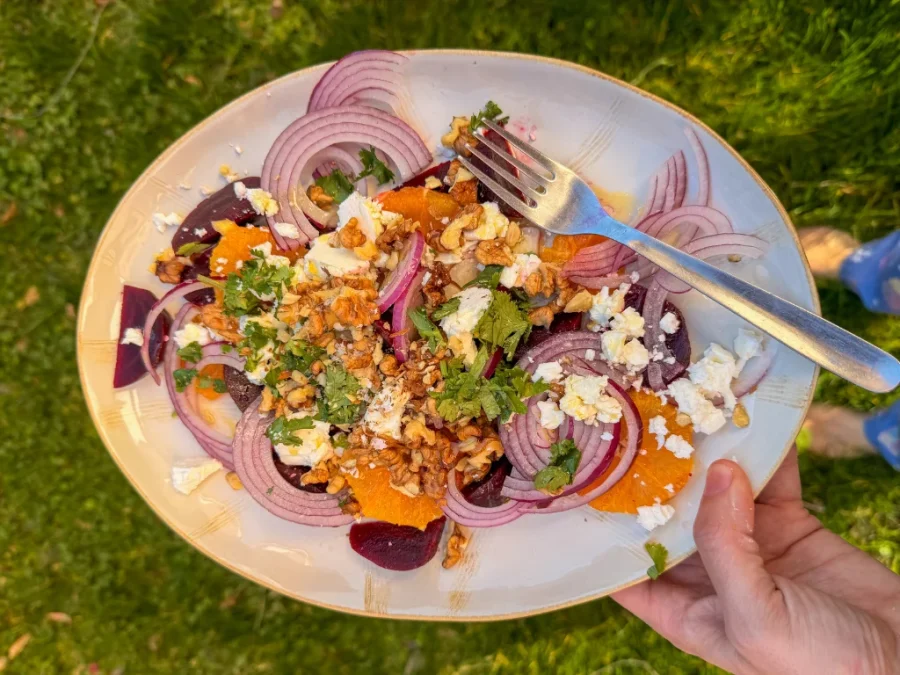 Ensalada de remolacha cocida con naranja