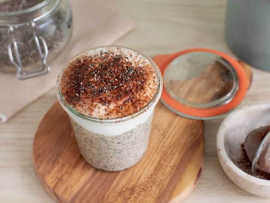 pudding de chia sabor tiramisú